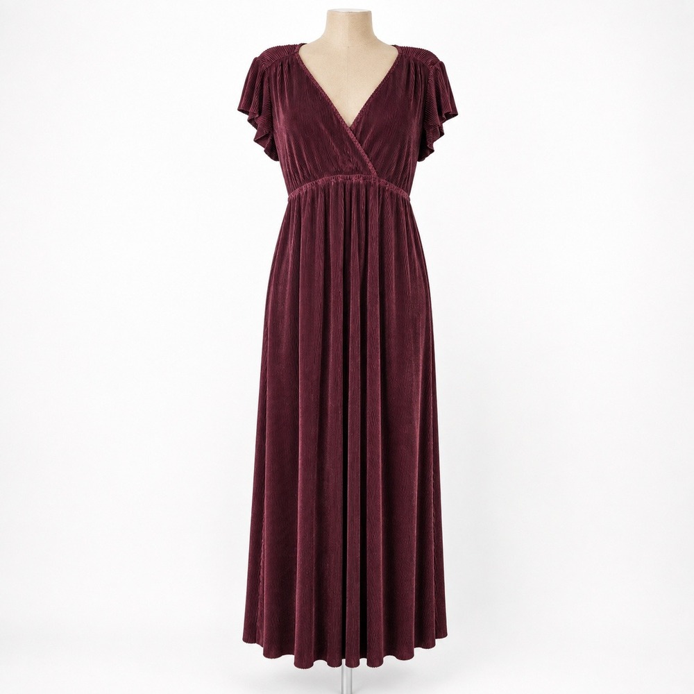 Baltic Born Velvet Babydoll Maxi Dress Sz XL Burgundy Whimsigoth Witchy Romantic